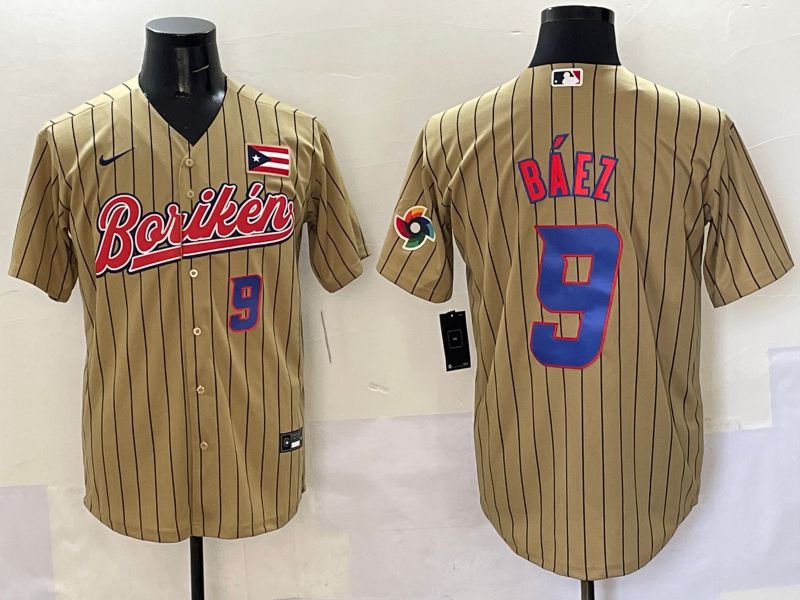 Men Puerto Rico 9 Baez Brown Stripe Joint Name 2025 Nike MLB Jersey style 7
